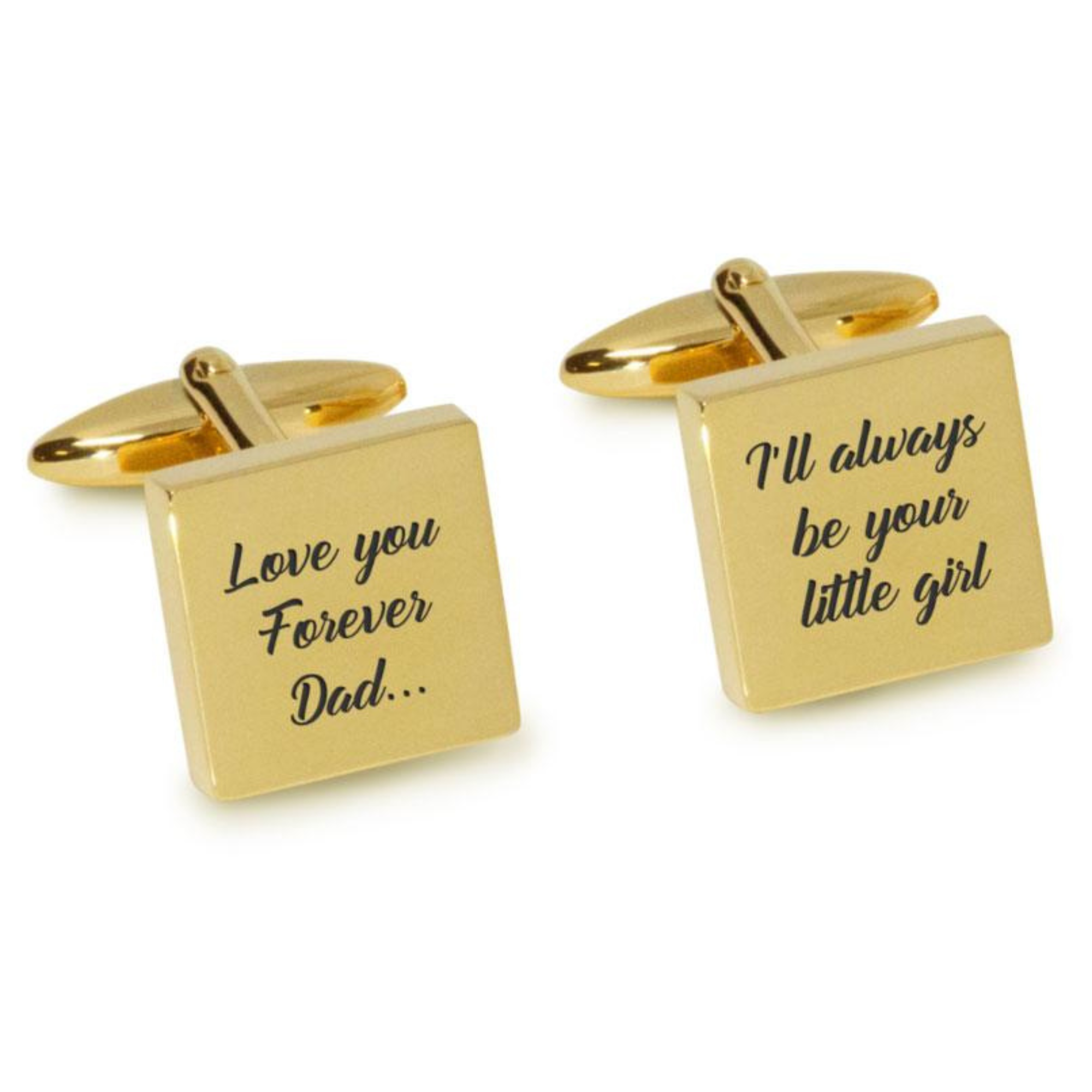 Love You Forever Dad I’ll Always Be Your Little Girl Cufflinks in Gold