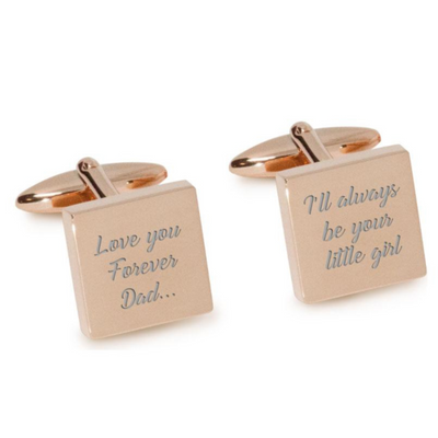 Love You Forever Dad I’ll Always Be Your Little Girl Cufflinks in Rose Gold