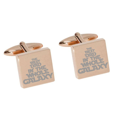 Best Dad in the Galaxy Engraved Cufflinks in  Rose Gold
