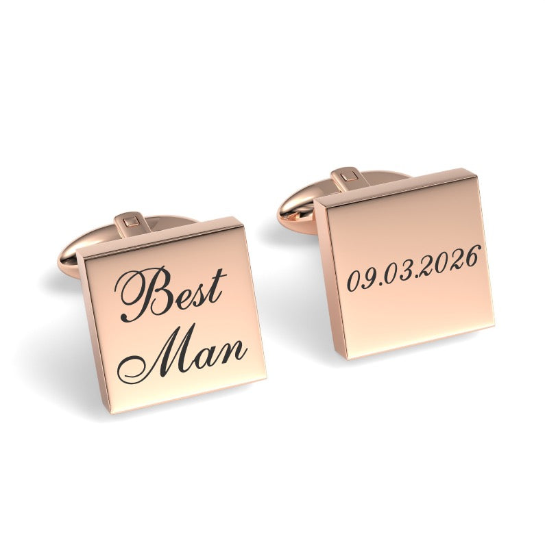 Best Man Wedding Date Engraved Square Cufflinks
