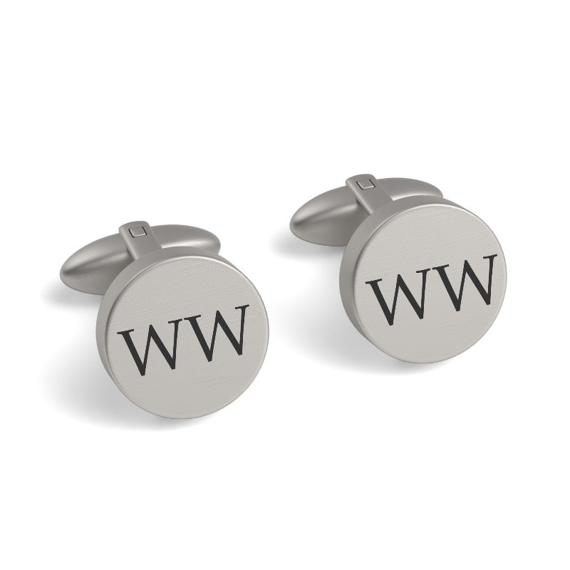 Two Initials Engraved Round Cufflinks