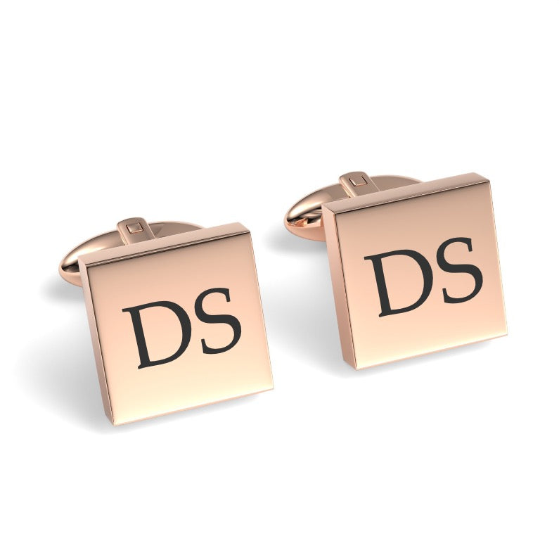 Two Initials Engraved Square Cufflinks