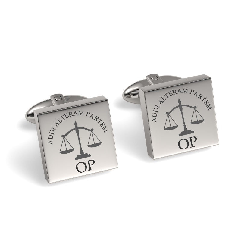 Lawyer's Initials and Legal Maxims Engraved Cufflinks