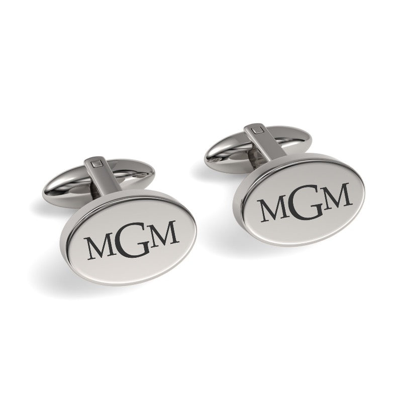Engraved Monogram Initials Oval Cufflinks