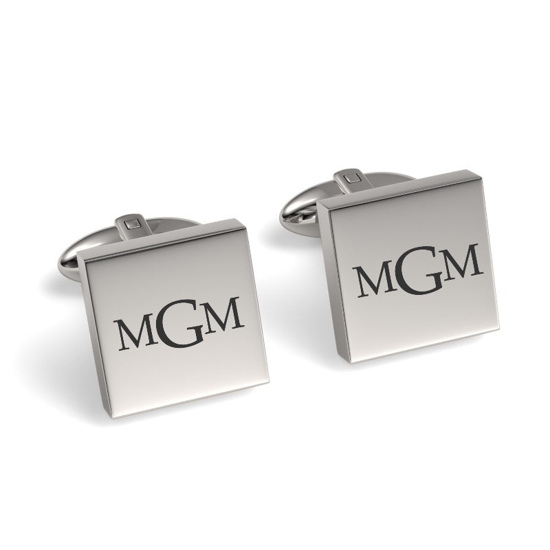 Engraved Monogram Initials Square Cufflinks