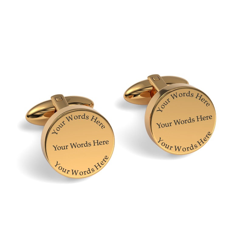 Custom Word Engraved Round Cufflinks
