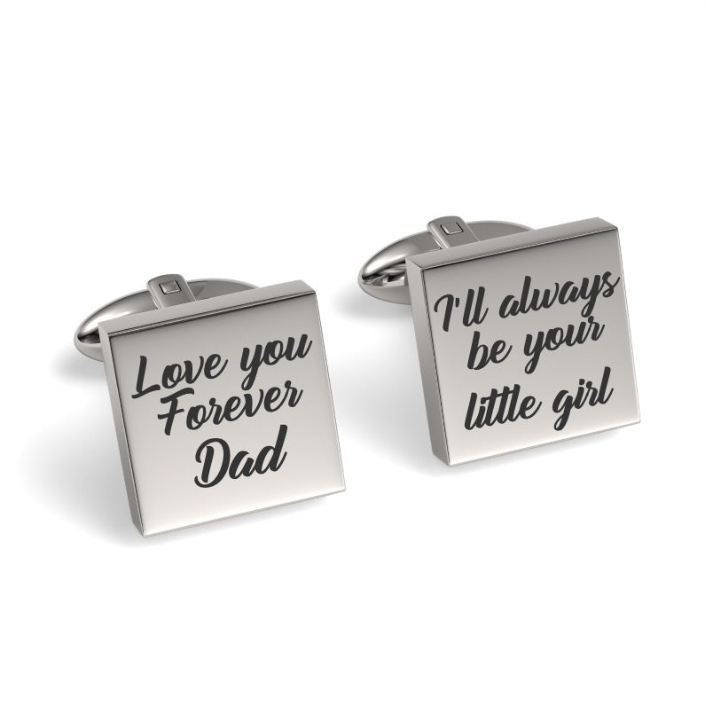 Love You Forever Dad Engraved Square Cufflinks