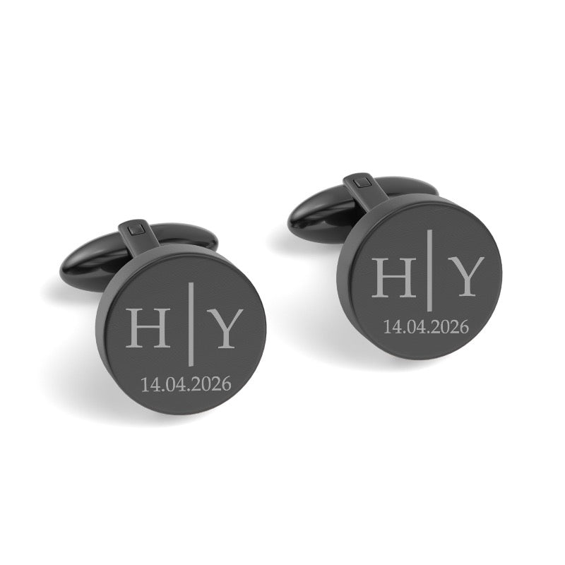Initials Line Date Engraved Cufflinks