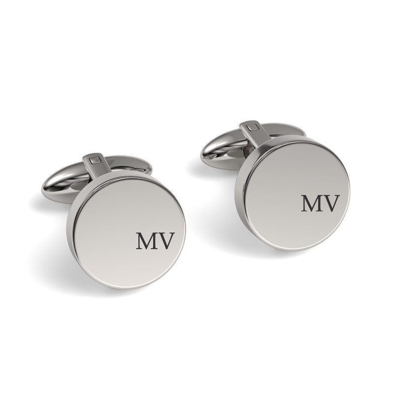 Initials Engraved Round Cufflinks