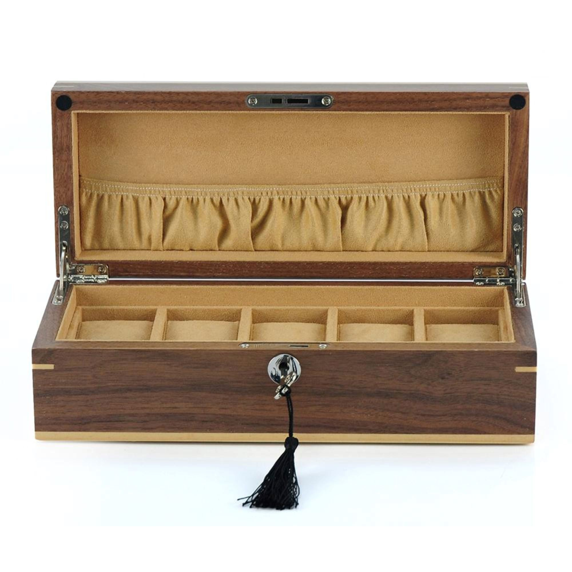 Seconds - Walnut Wooden Watch Box for 5 Watches (B)