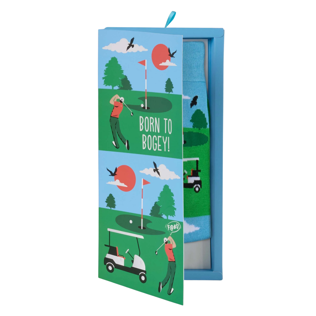 Mens Born To Bogey Bamboo Sock Card