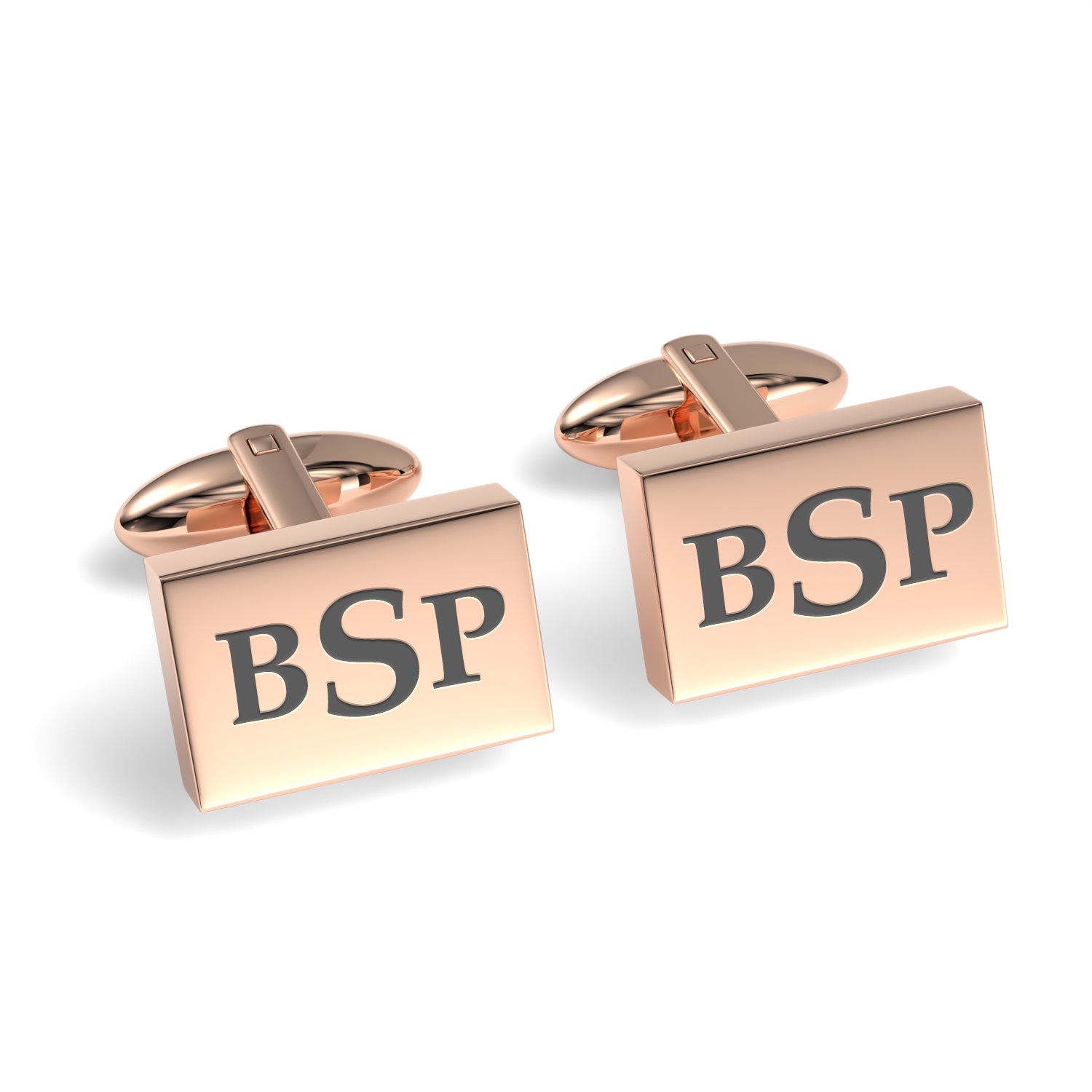 Engraved Monogram Initials Rectangle Cufflinks