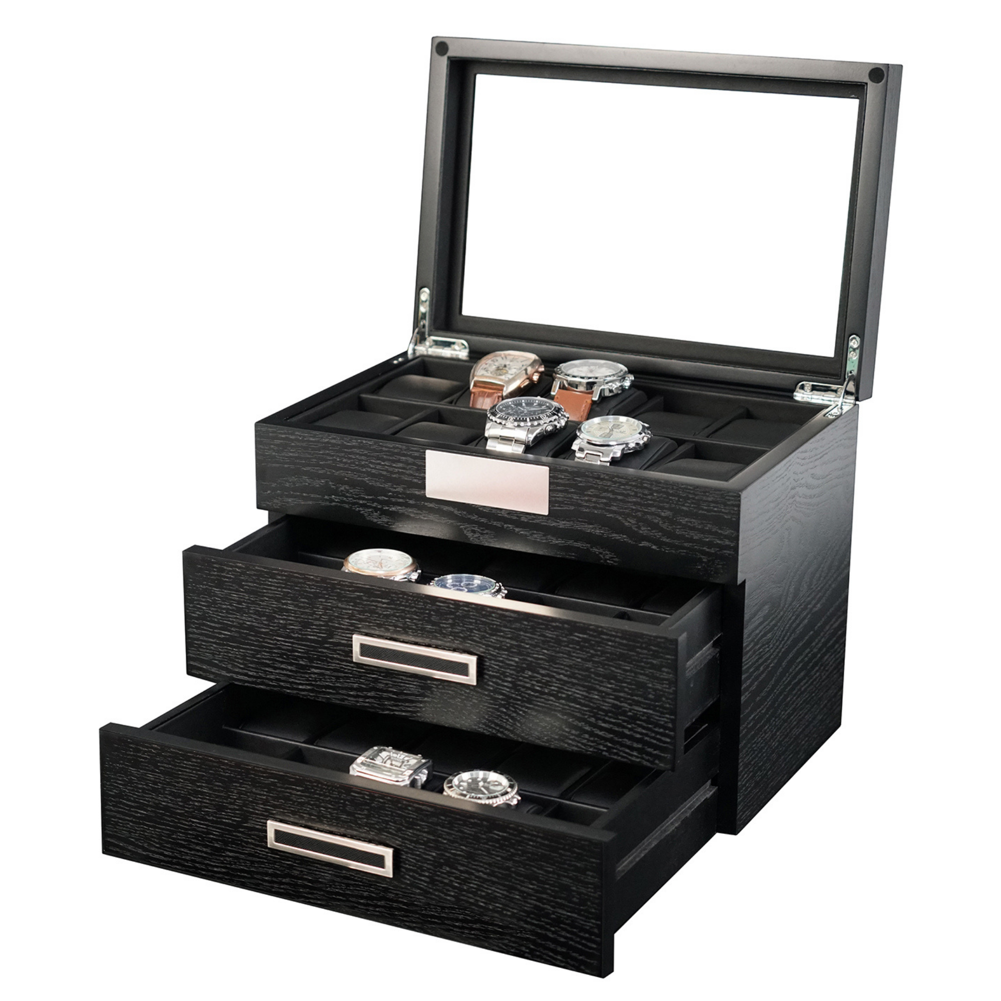 Black Wooden Watch Box for 30 watches
