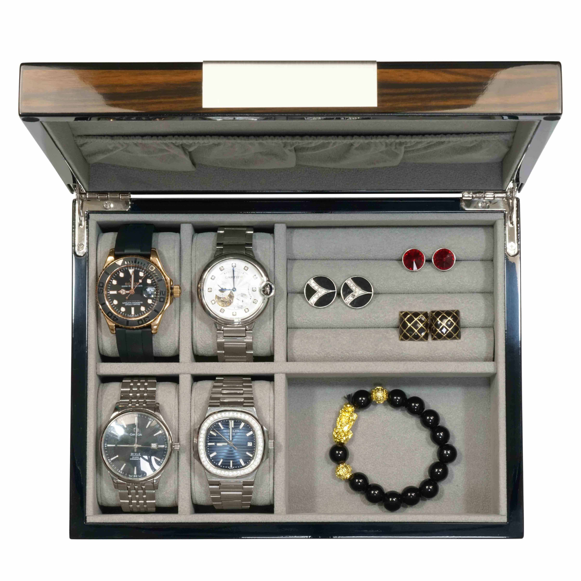 Ebony Wooden Cufflink Watch Box