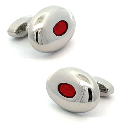 Oval Feature Red Cufflinks