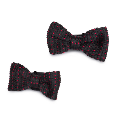 Kids Knit Bow Tie - Black/Red Dot