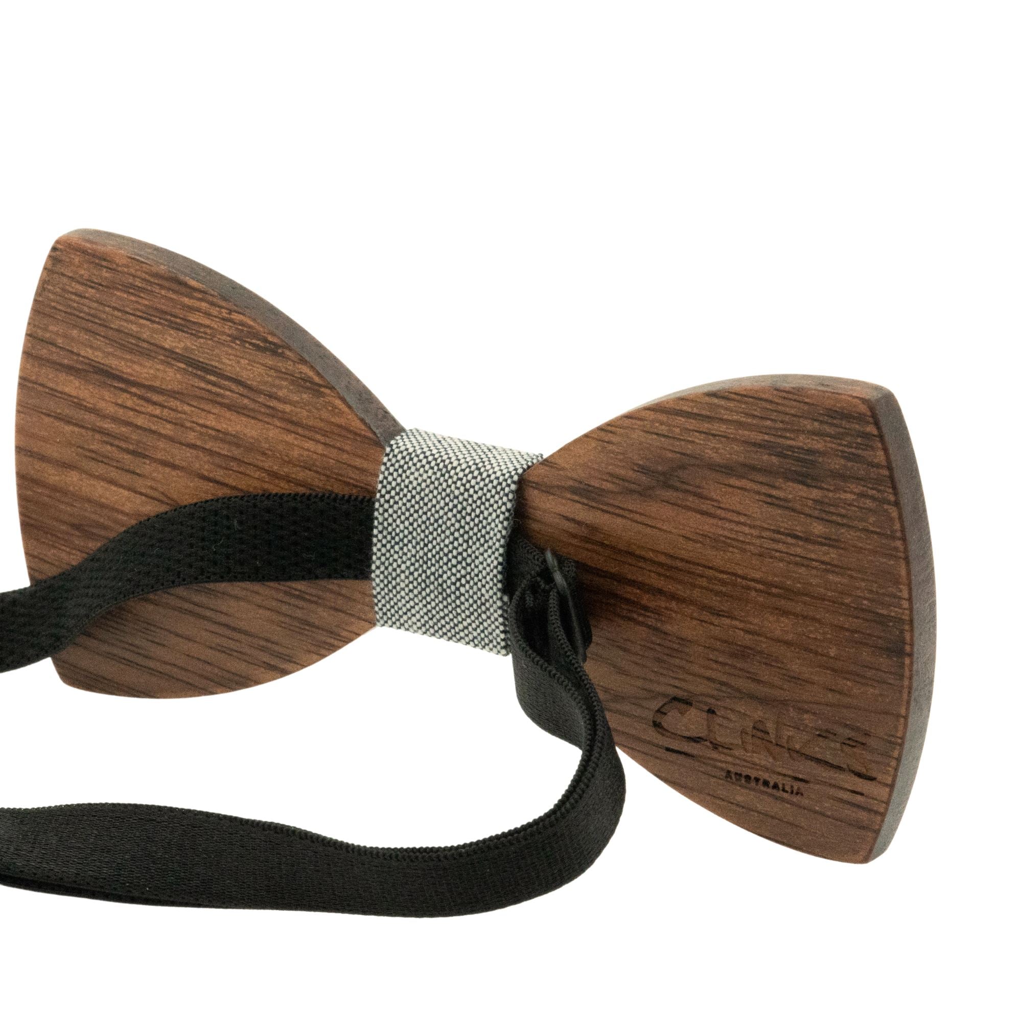 Dark Wood Light Grey Dot Fabric Adult Bow Tie Bow Ties Clinks Australia 