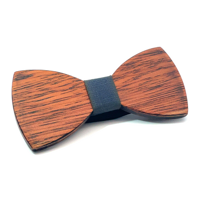 Dark Wood Blue Fabric Kids Bow Tie