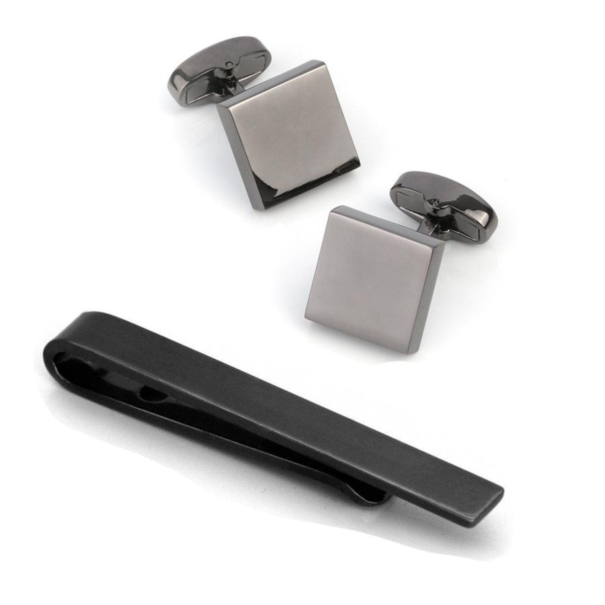 Gunmetal Classic Cufflinks & Tie Bar Set Gift Set Clinks Australia Default 