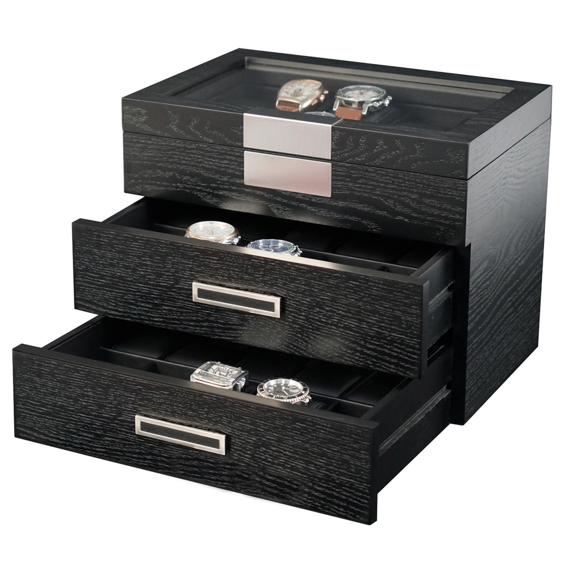 Black Wooden Watch Box for 30 watches