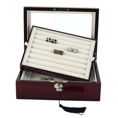 72 Pairs Cherry Wooden Cufflink Box