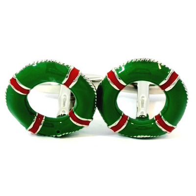 Life Ring Green and Red Cufflinks