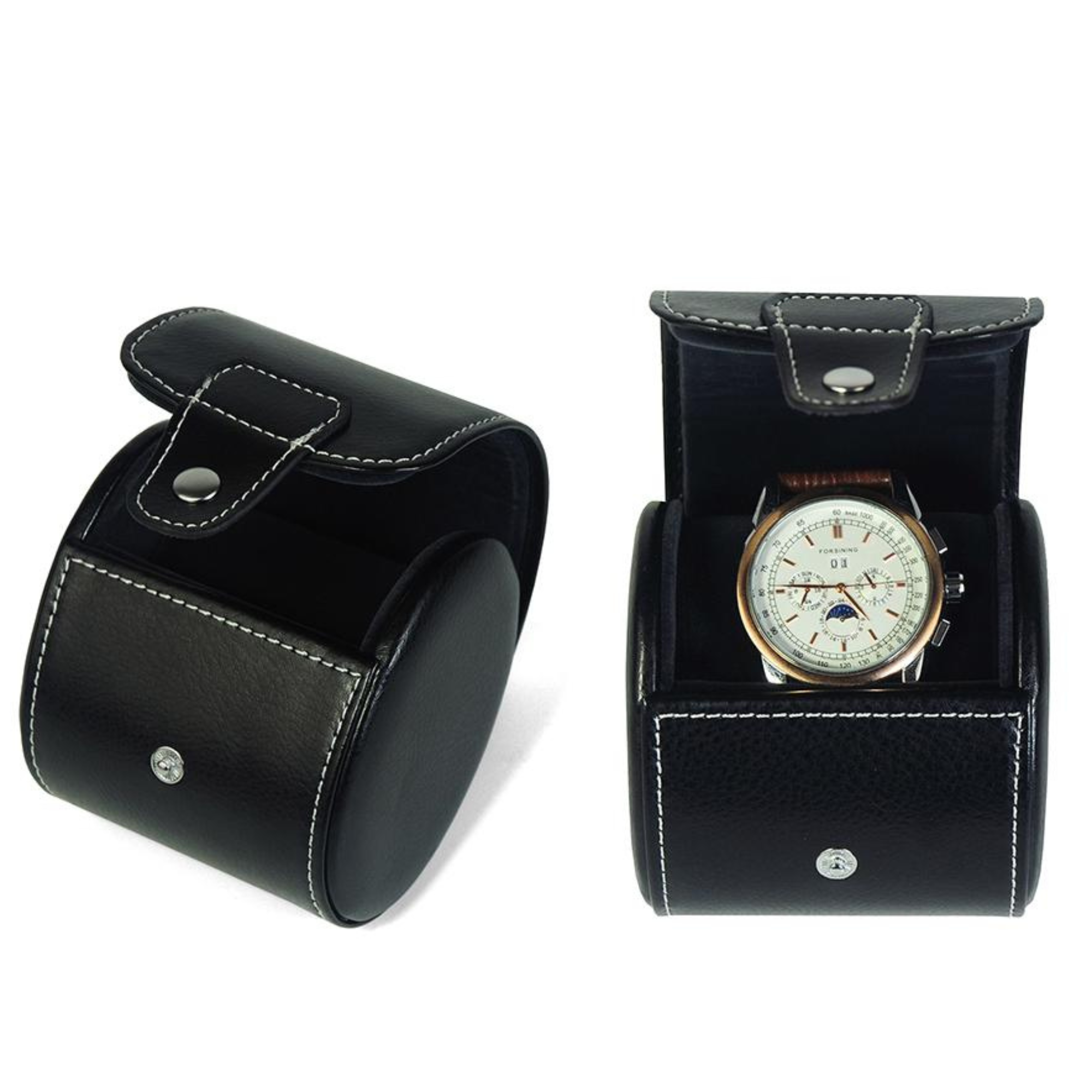 Seconds - Travel Watch Roll Case for 1 in Black Genuine Leather
