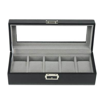 Leather Watch Box for 5 Watches in Black