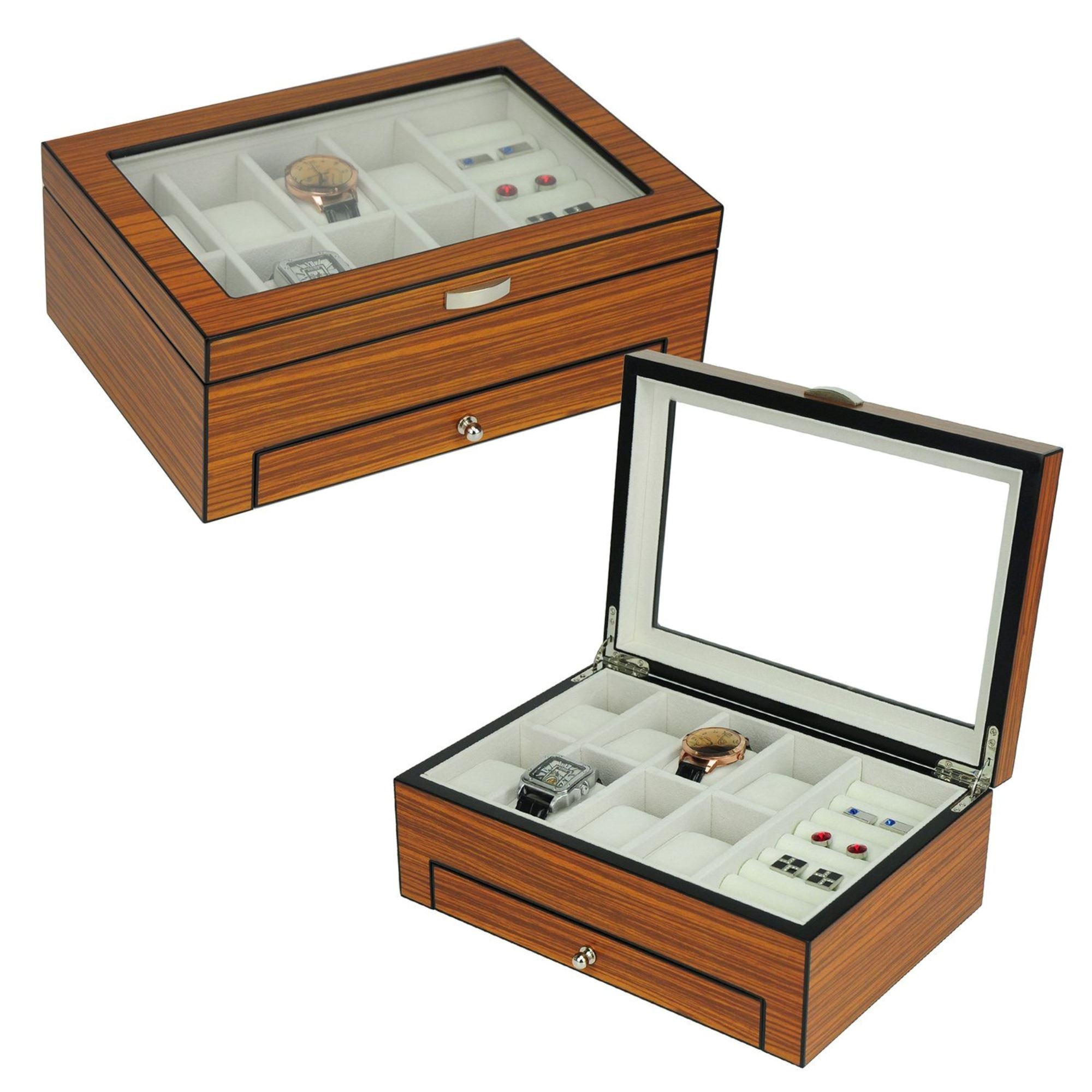 Wooden Jewelry Box with a Drawer Storage Boxes Clinks 