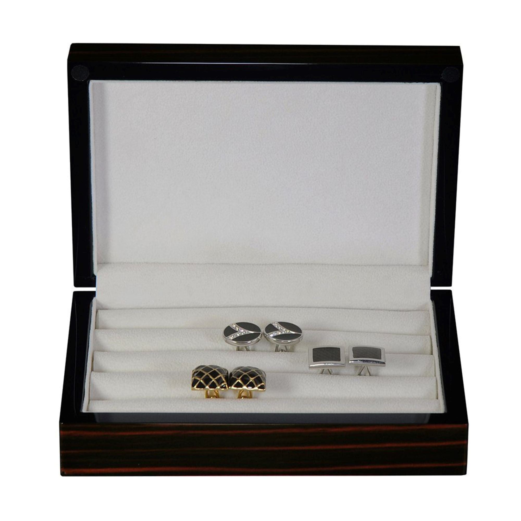 16 Pairs Storage Box for Cufflinks Ebony Storage Boxes Clinks 