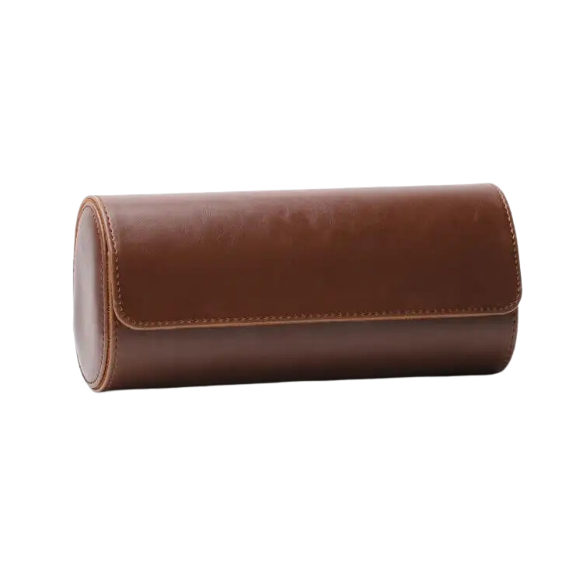 Watch Roll Case for 3 in Brown Vegan Leather