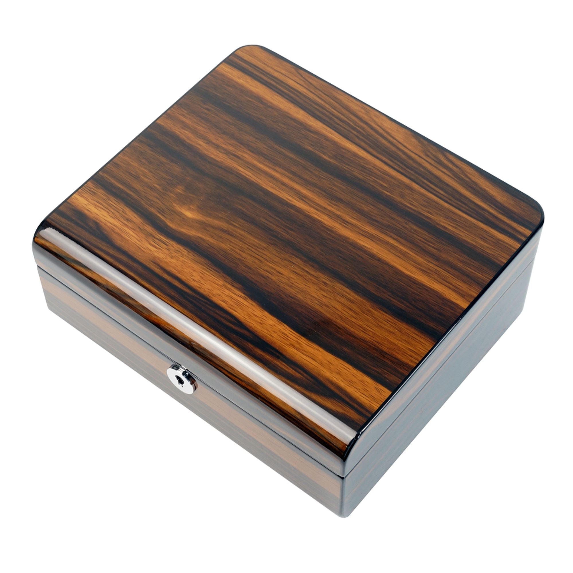 6 Slots Watch Box with Lock in Wooden Ebony Watch Boxes Clinks 