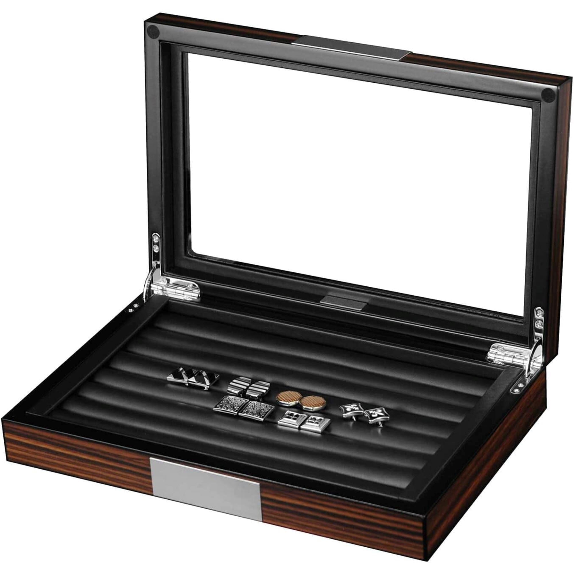 40 Pair Cufflink Box in Ebony Wood Cufflink Boxes Clinks 