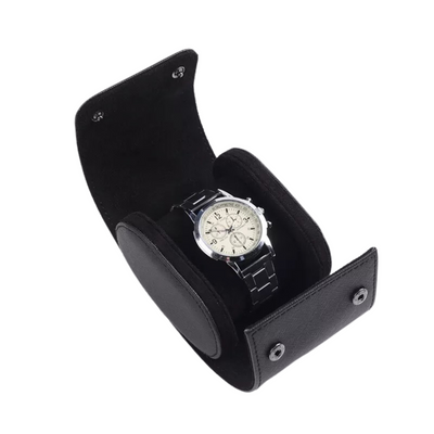 Watch Roll Case for 1 in Black Vegan Leather