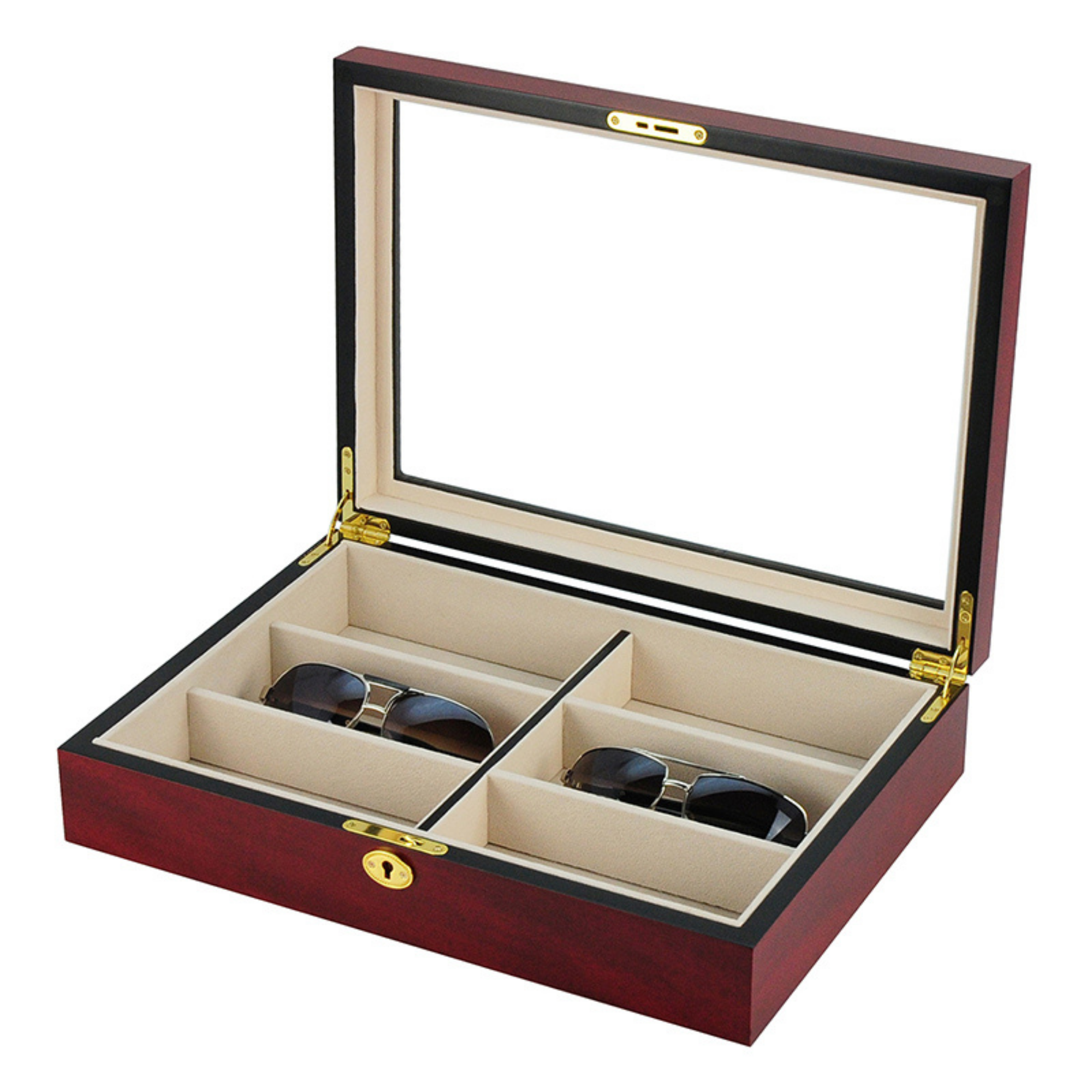 6 Pairs Cherry Wooden Sunglass Box