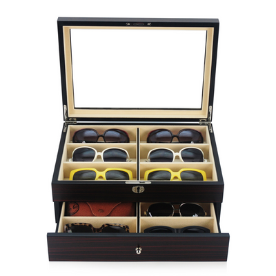 12 Pairs Ebony Wooden Sunglass Box