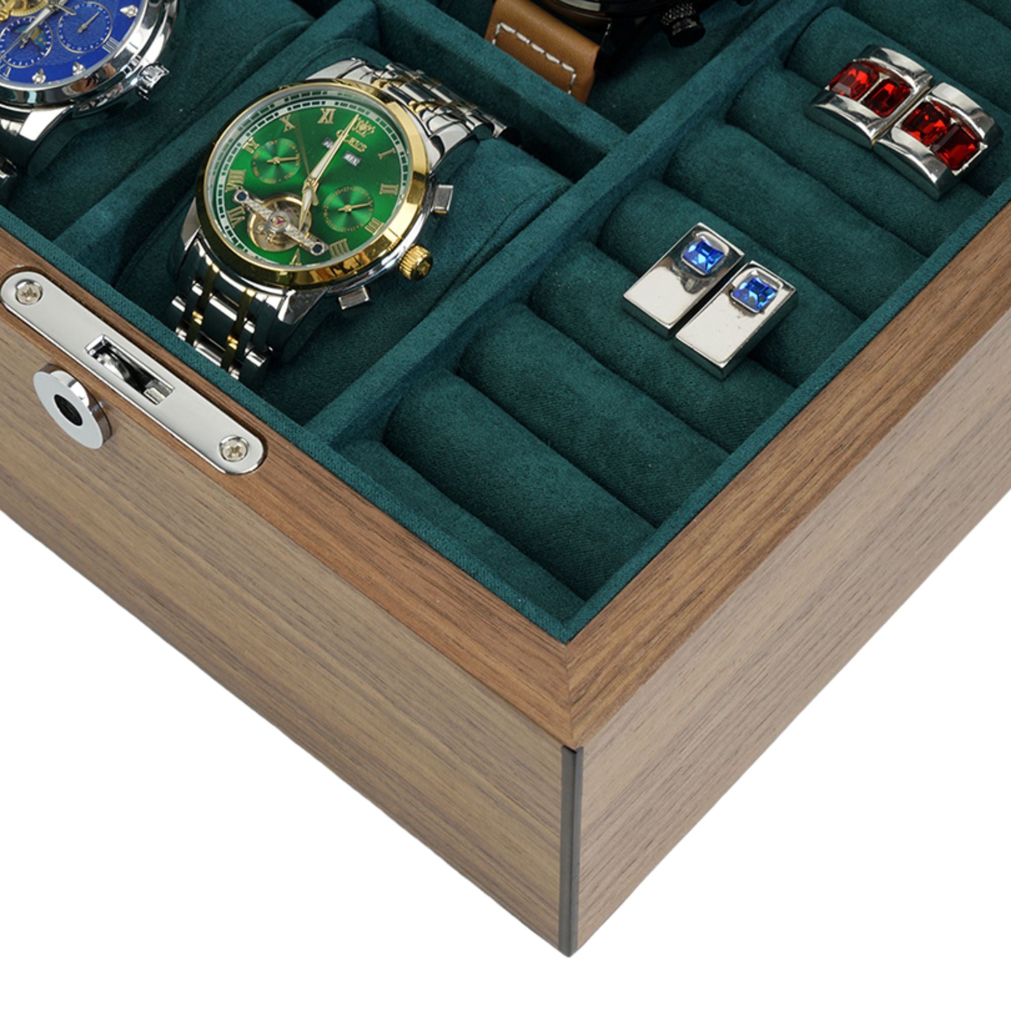 4 Slots Walnut Wooden Watch Box with Cufflinks Storage Watch Boxes Clinks Australia 