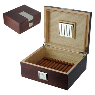25 CT Dark Cherry Cigar Humidor Mahogany Lining Box for Cigars