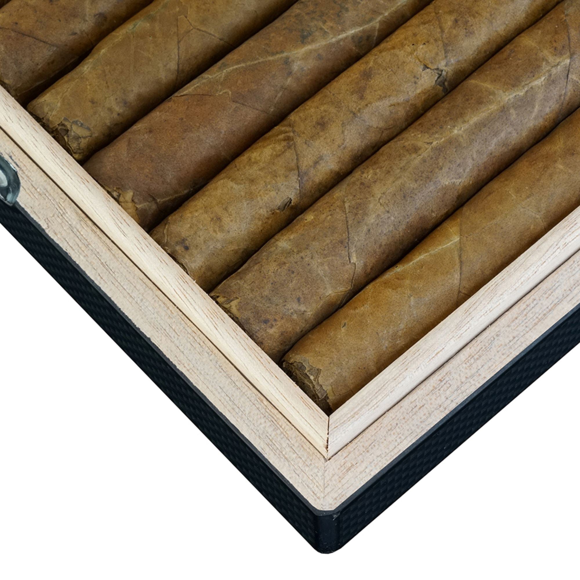10 CT Carbon Fibre Wooden Humidor Cigar Boxes Clinks 