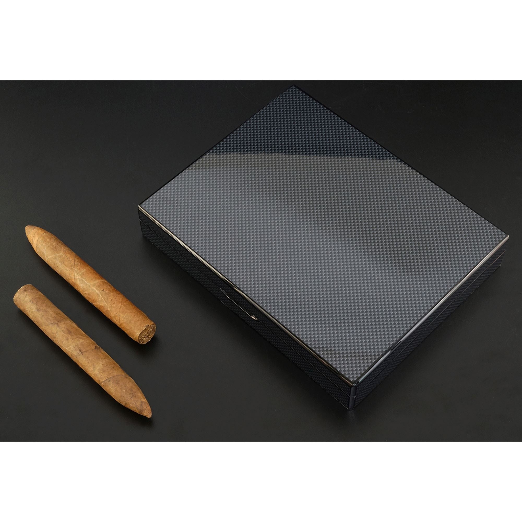 10 CT Carbon Fibre Wooden Humidor Cigar Boxes Clinks 