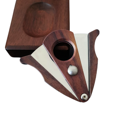 Wood And Stainless Steel 56 Ring Gaugel Cigar Cutter With Cut And Lock System