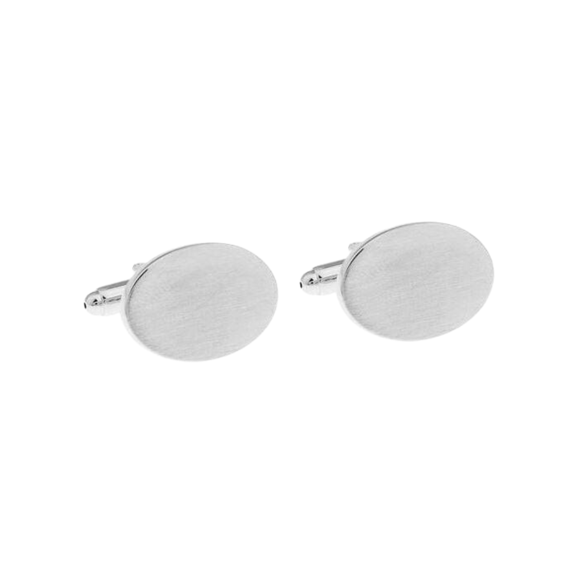 Oval Brushed Silver Engravable Cufflinks