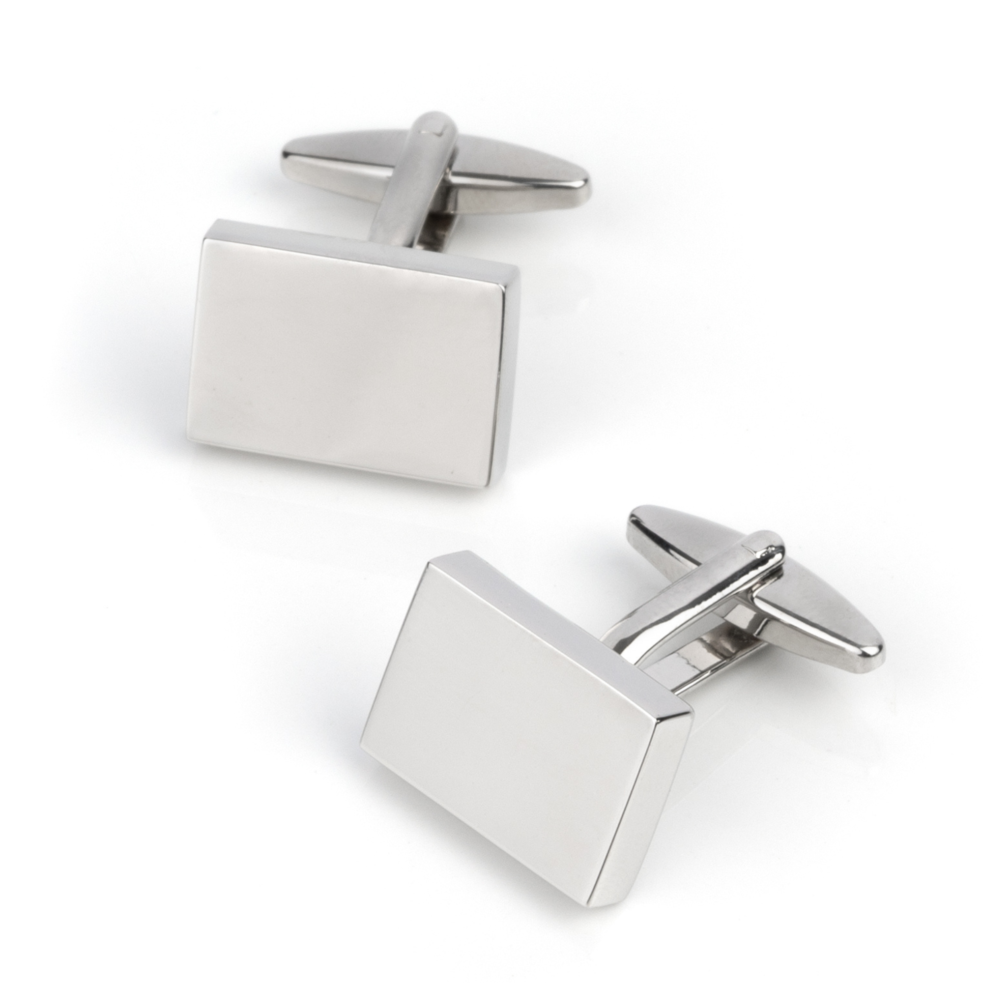 Shiny Silver Rectangle Engravable Cufflinks