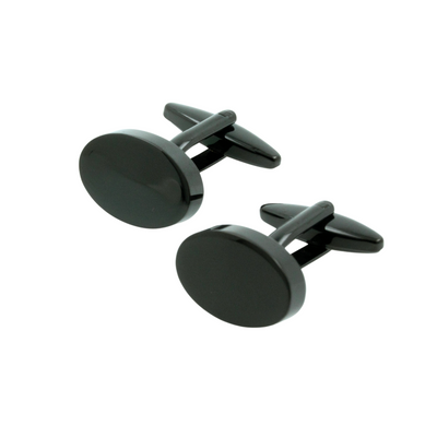 Oval Gunmetal Engravable Cufflinks