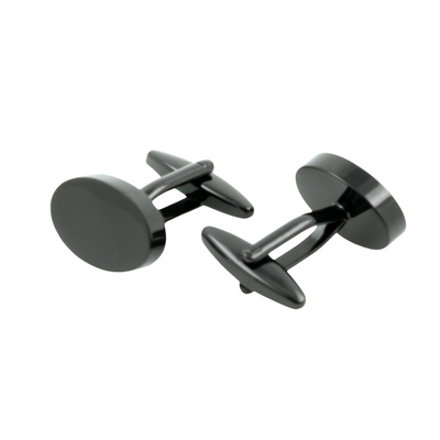 Oval Gunmetal Engravable Cufflinks