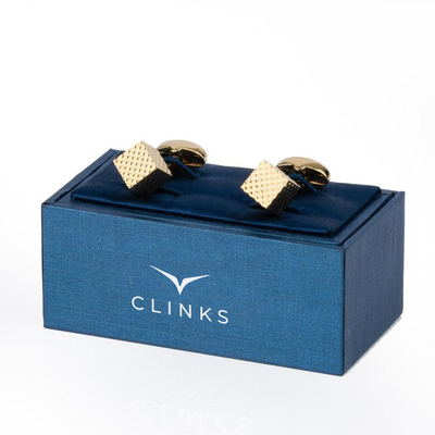 Gold Diamond Textured Cube Cufflinks