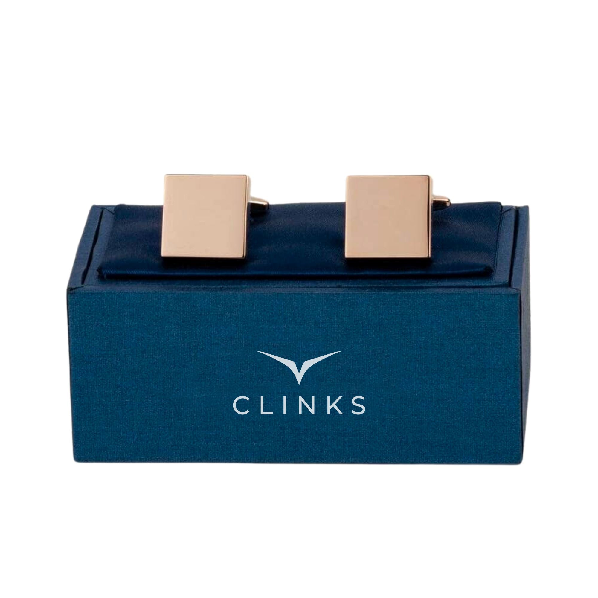 Rose Gold Square Engravable Cufflinks Classic & Modern Cufflinks Clinks Australia 