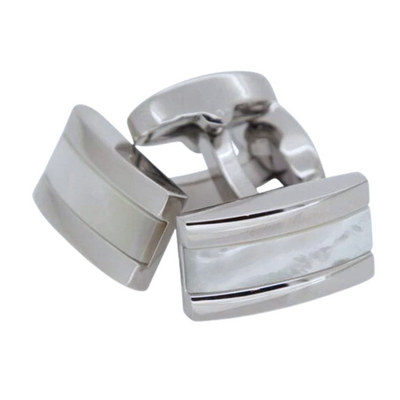 Mother of Pearl in Silver Rectangle Cufflinks