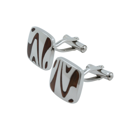 River Wood and Stainless Steel Cufflinks