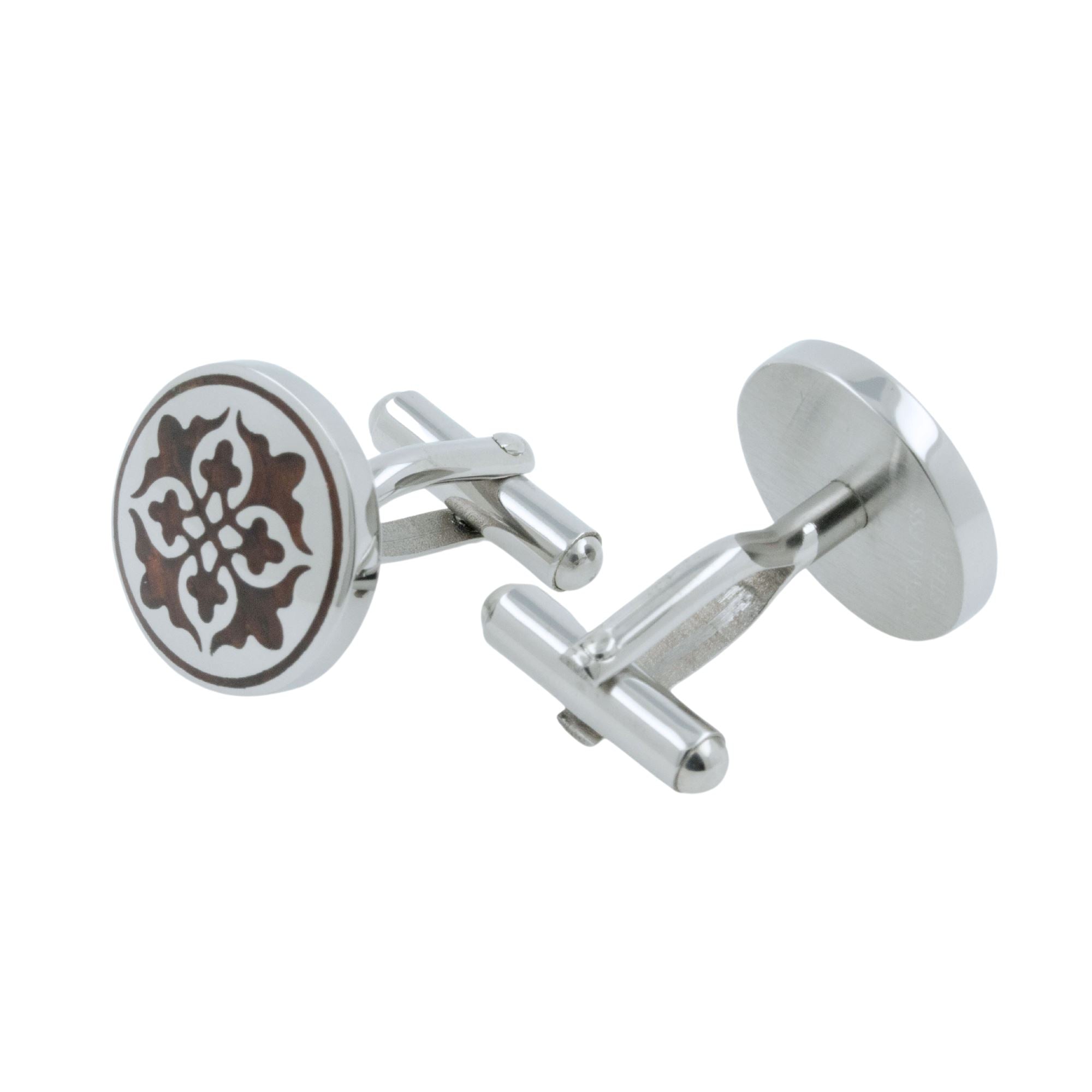 Moorish Style Stainless Steel and Wood Cufflinks Classic & Modern Cufflinks Clinks Australia 